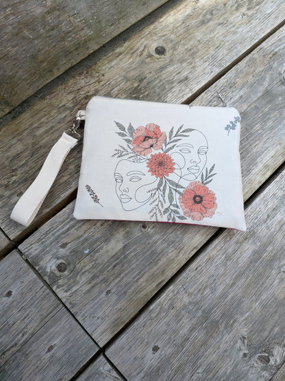La pochette Zip Sororité - Fleurs - Rose