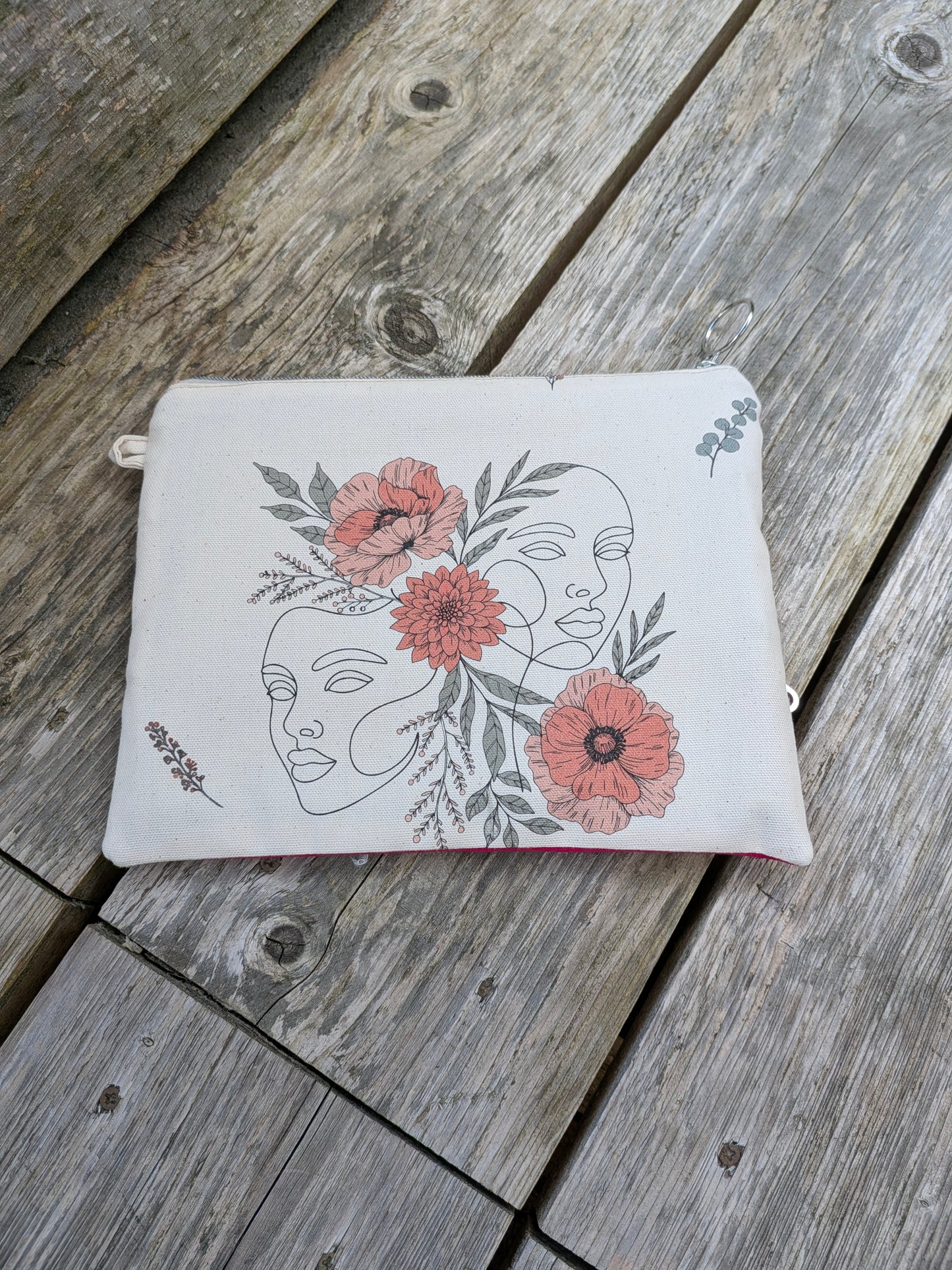 La pochette Zip Sororité - 2 femmes - Rose