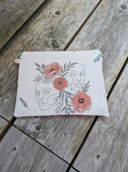 La pochette Zip Sororité - 2 femmes - Rose