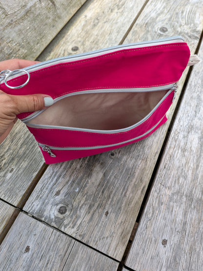 La pochette Zip Sororité - Fleurs - Rose