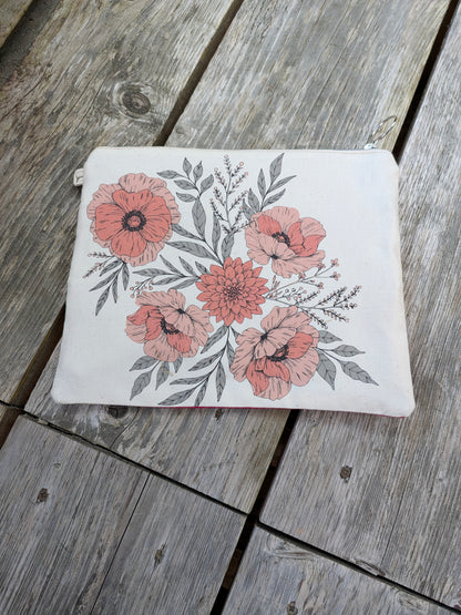 La pochette Zip Sororité - Fleurs - Rose