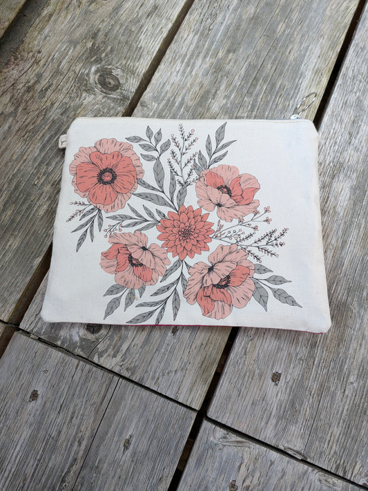 La pochette Zip Sororité - Fleurs - Rose