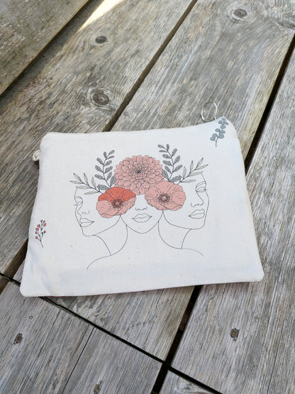 La pochette Zip Sororité - 3 femmes - Rose