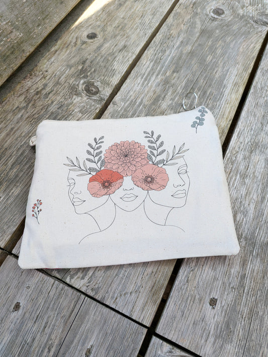 La pochette Zip Sororité - 3 femmes - Rose