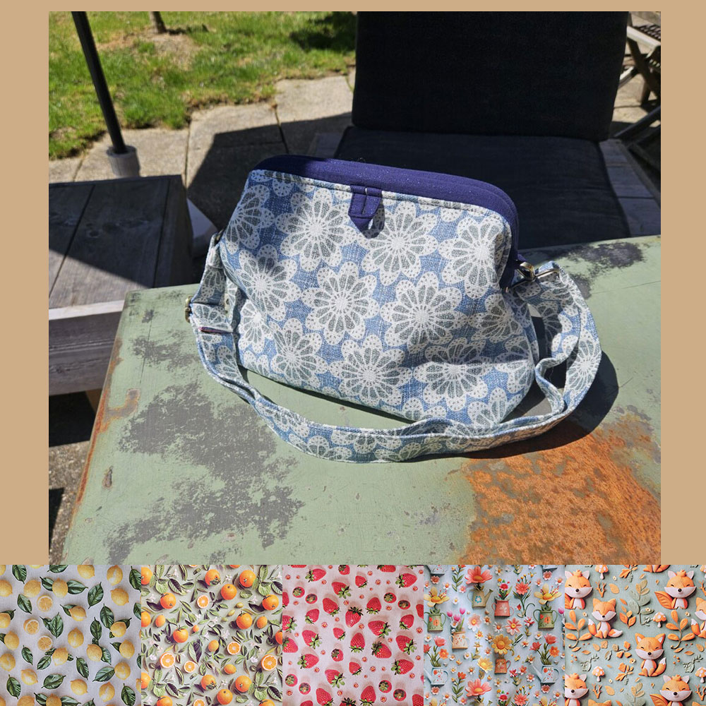 Sac Clap à projet tricot taille 1 – fait main, tissu 3D, avec bandoulière