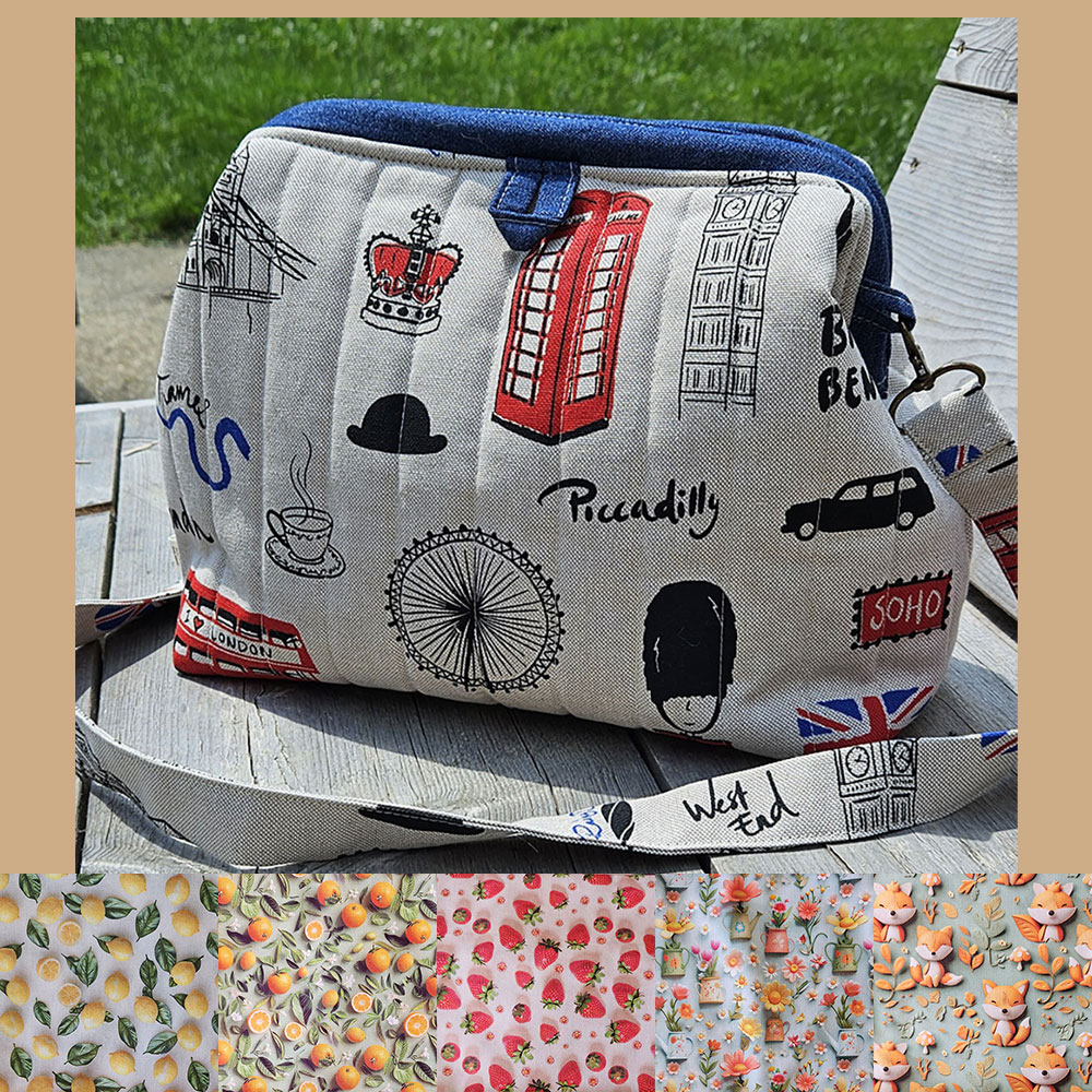 Sac Clap à projet tricot taille 2 – fait main, tissu 3D, avec bandoulière