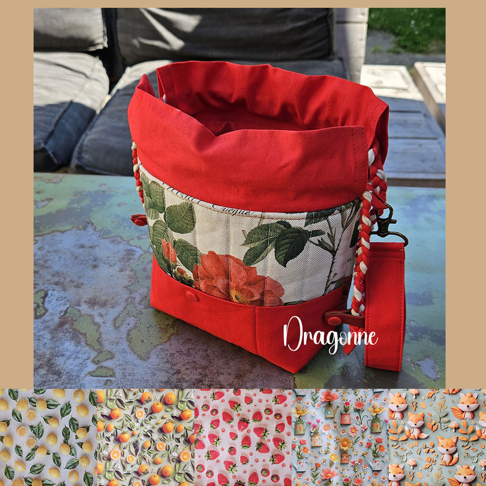 Sac à projet tricot taille M – fait main, tissu 3D, avec bandoulière