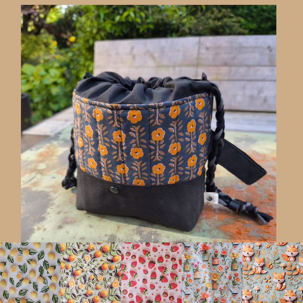 Sac à projet tricot taille S – fait main, tissu 3D, avec bandoulière