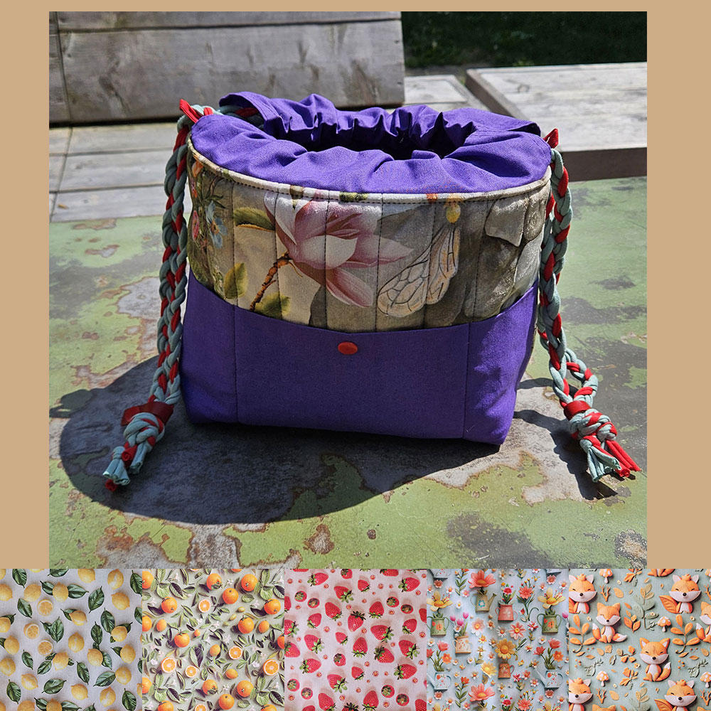 Sac à projet tricot taille S – fait main, tissu 3D