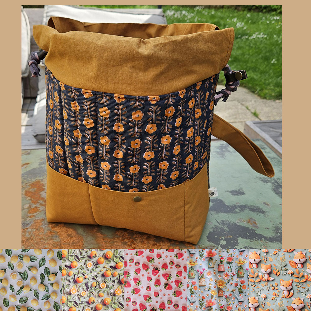 Sac à projet tricot taille XL – fait main, tissu 3D